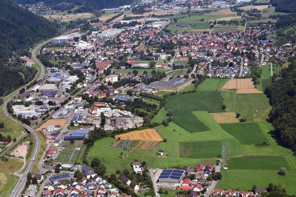 Steinen aus der Vogelperspektive: Freifläche für das geplante Industrie- und Gewerbegebiet West in Maulburg im Bundesland Baden-Württemberg, Deutschland