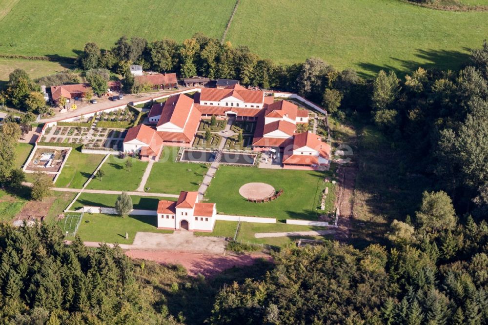 Luftbild Perl - Freilegung archäologischer Grabungsstätten auf dem Gelände des Archäologiepark Römische Villa Borg. in Perl im Bundesland Saarland, Deutschland