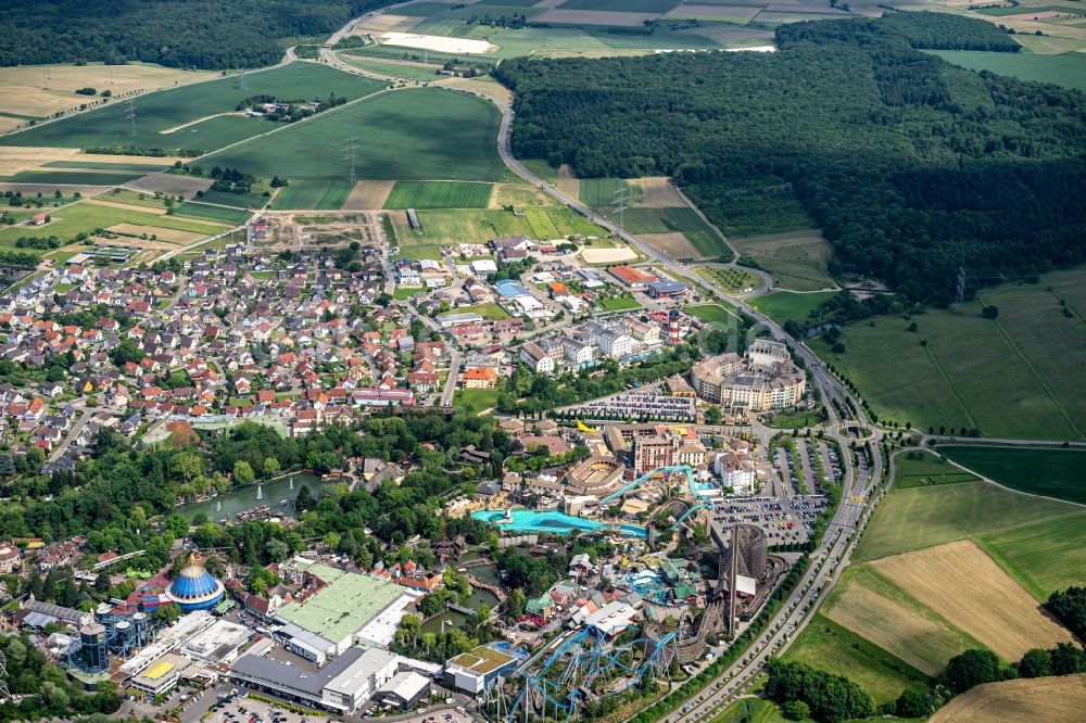 Luftbild Rust - Freizeitpark Europa Park, vor dem Bau des Wasserpark Rulantica in Rust im Bundesland Baden-Württemberg, Deutschland