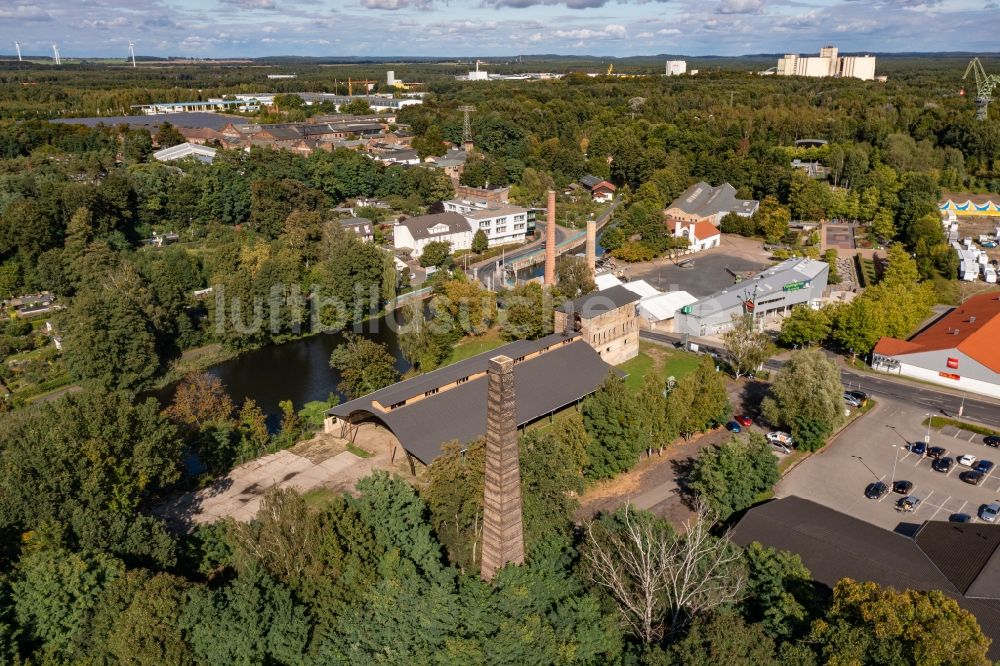 Luftaufnahme Finow - Freizeitzentrum Familiengarten am Gelände des ehemaligen VEB Walzwerk Finow Altwerk in Finow im Bundesland Brandenburg
