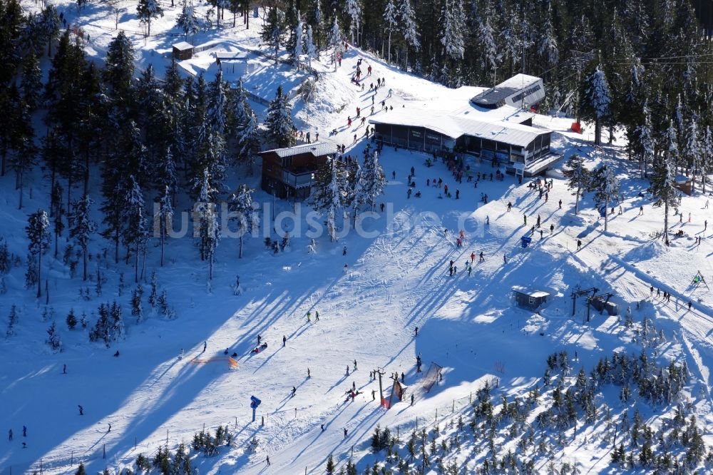 Luftaufnahme Braunlage - Freizeitzentrum der Ski- und Rodelbahn Wurmberg im Ortsteil Hohegeiß in Braunlage im Bundesland Niedersachsen