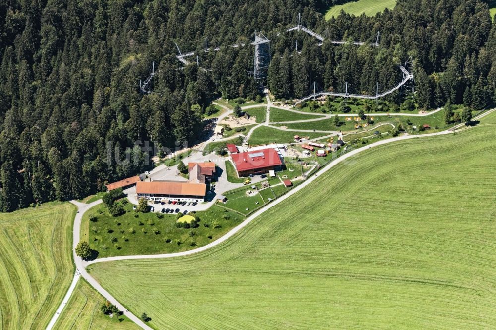 Scheidegg von oben - Freizeitzentrum Skywalk Allgäu Naturerlebnispark in Scheidegg im Bundesland Bayern, Deutschland