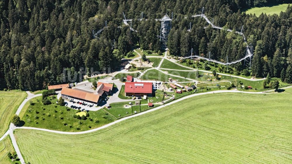 Scheidegg von oben - Freizeitzentrum Skywalk Allgäu Naturerlebnispark in Scheidegg im Bundesland Bayern, Deutschland