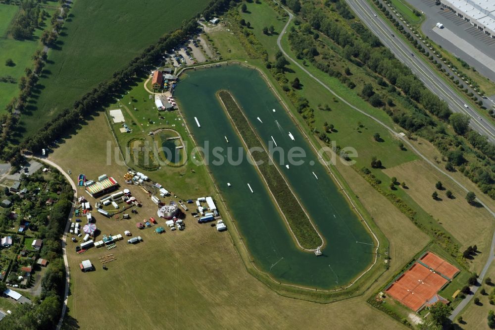 Luftaufnahme Großbeeren - Freizeitzentrum der Wasserski - Rennbahn in Großbeeren im Bundesland Brandenburg