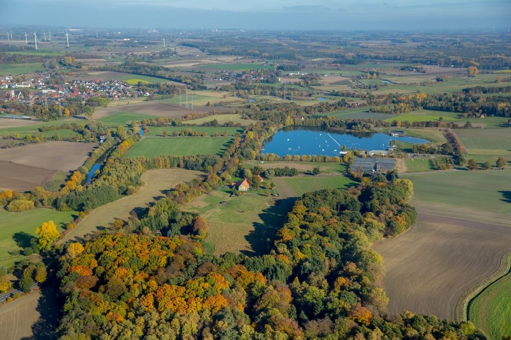 Hamm aus der Vogelperspektive: Freizeitzentrum der Wasserski - Rennbahn in Hamm im Bundesland Nordrhein-Westfalen