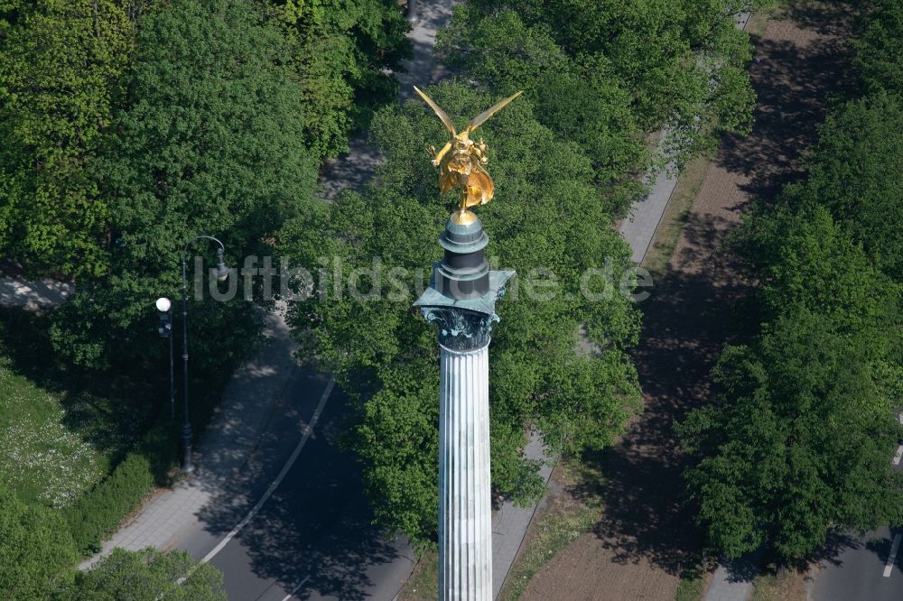 Luftaufnahme München - Friedensdenkmal mit Friedensengel in München Bogenhausen im Bundesland Bayern