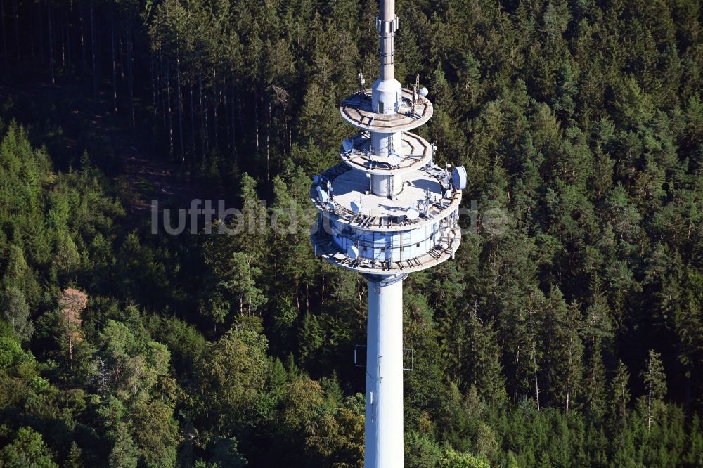 Luftaufnahme Heretsried - Funkturm und Sendeanlage als Grundnetzsender Sender Welden in Heretsried im Bundesland Bayern, Deutschland