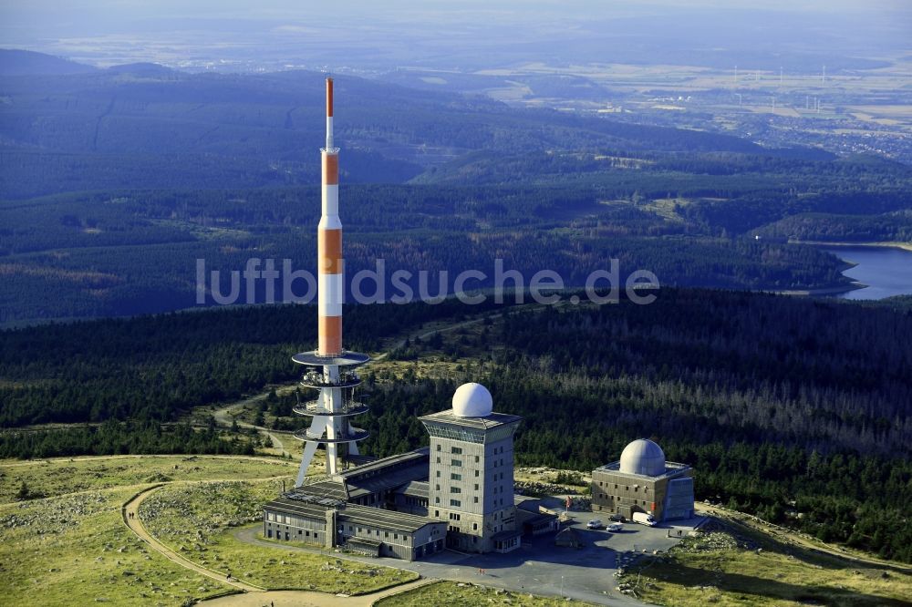 Luftbild Schierke - Funkturm und Sendeanlage auf der Kuppe des Brocken im Harz in Schierke im Bundesland Sachsen-Anhalt, Deutschland