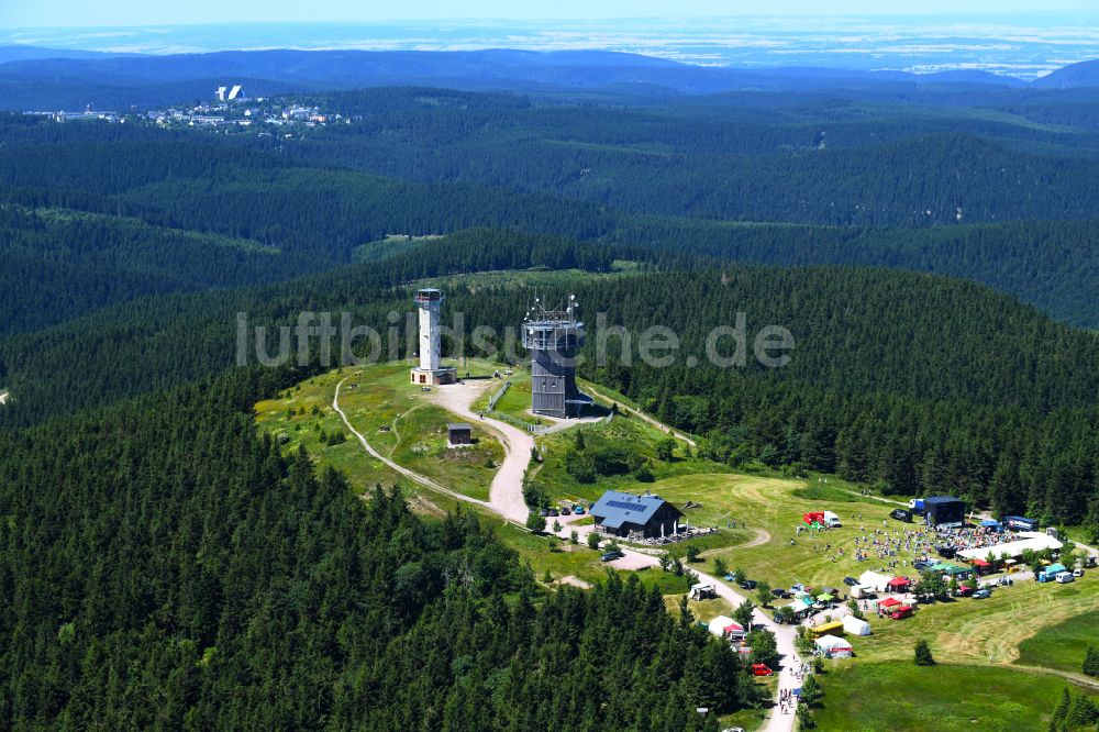 Luftaufnahme Gehlberg - Funkturm und Sendeanlage Schneekopfturm in Gehlberg im Bundesland Thüringen, Deutschland