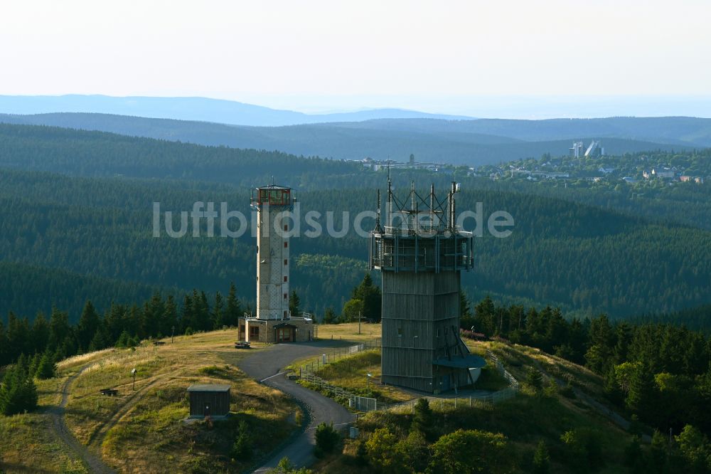 Luftbild Gehlberg - Funkturm und Sendeanlage Schneekopfturm in Gehlberg im Bundesland Thüringen, Deutschland