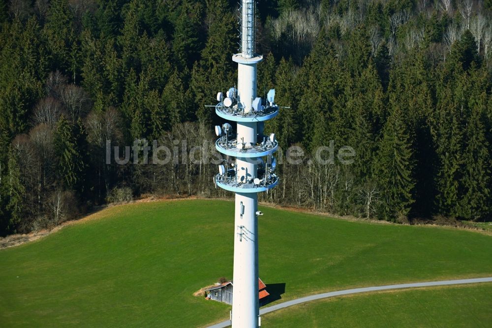 Luftaufnahme Hohenpeißenberg - Funkturm und Sendeanlage Sendeturm BR in Hohenpeißenberg im Bundesland Bayern, Deutschland