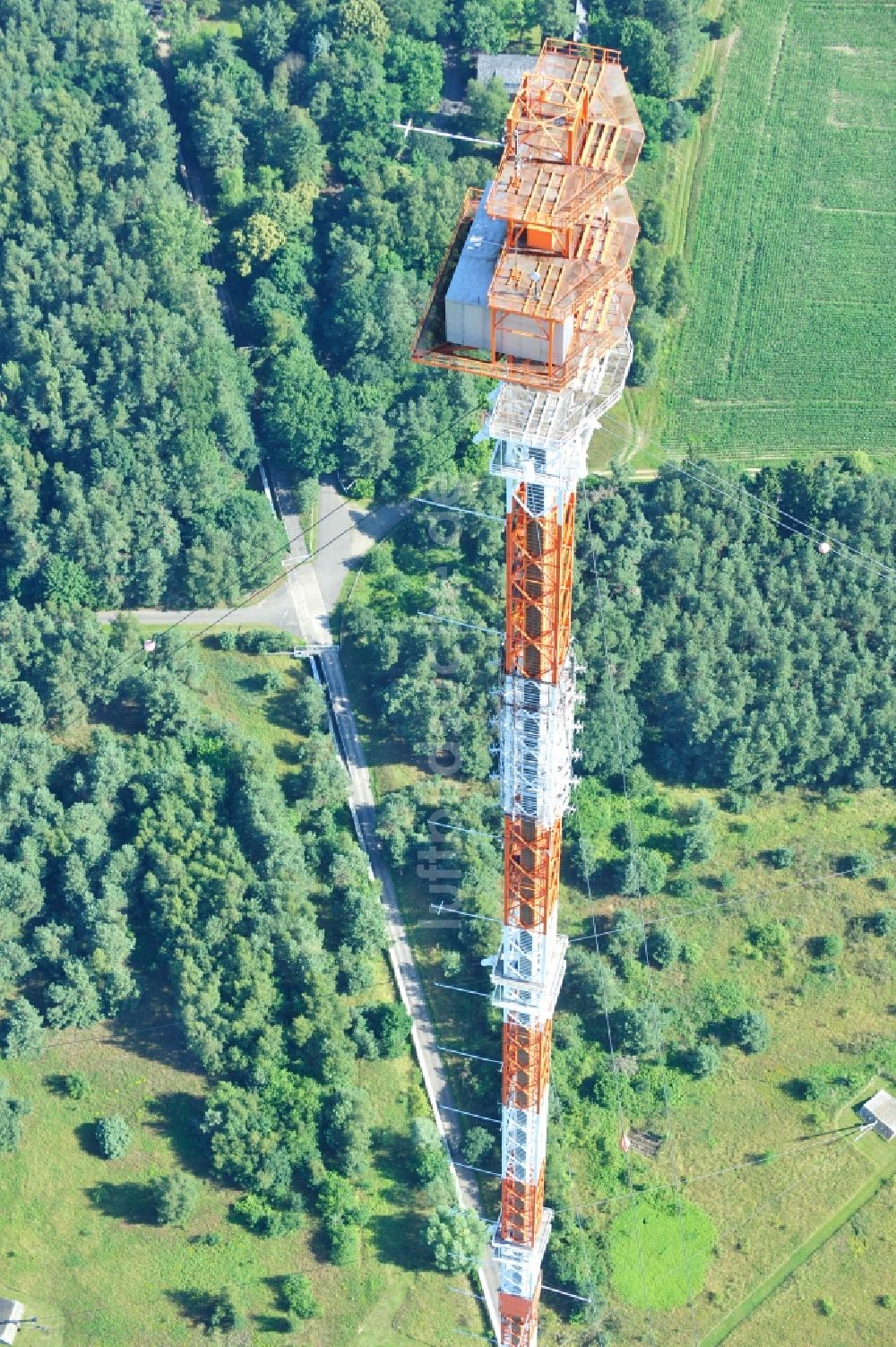 Dannenberg von oben - Funkturm Umsetzer Dannenberg bei Höhbeck im Bundesland Niedersachsen