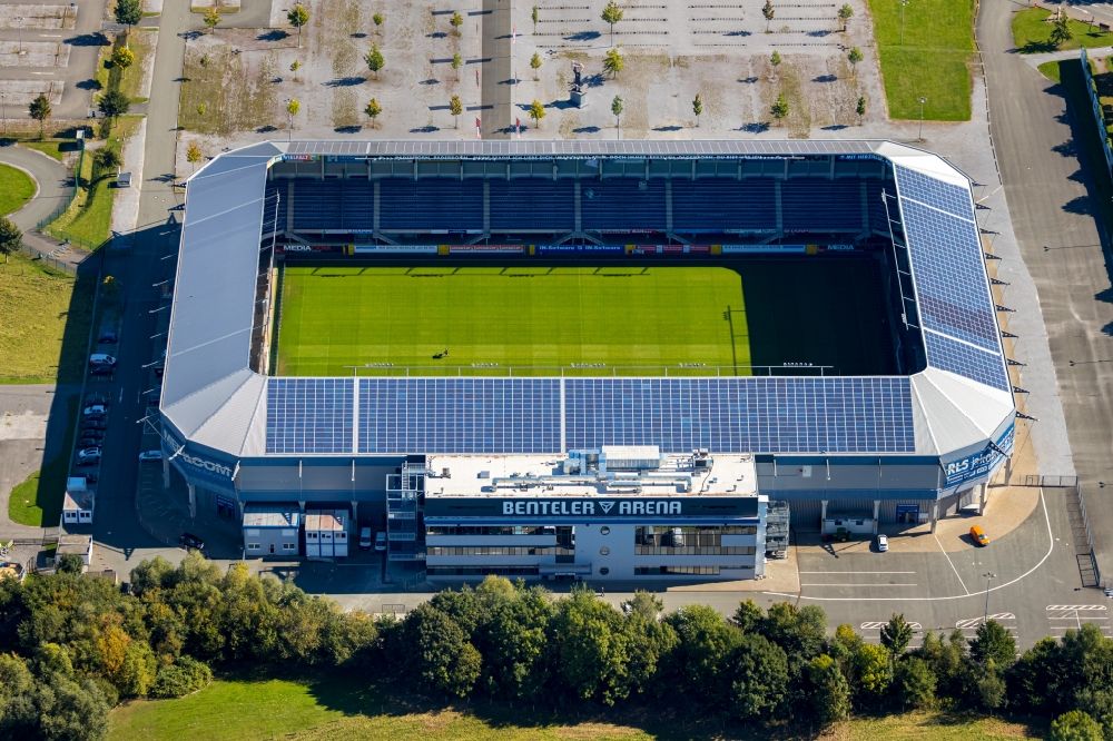 Luftaufnahme Paderborn - Fußball- Stadion Benteler-Arena in Paderborn im Bundesland Nordrhein-Westfalen