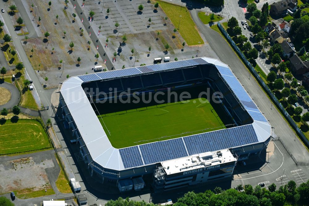 Paderborn aus der Vogelperspektive: Fußball- Stadion Benteler-Arena in Paderborn im Bundesland Nordrhein-Westfalen, Deutschland
