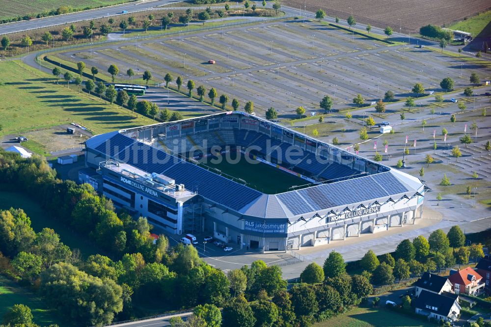 Luftbild Paderborn - Fußball- Stadion Benteler-Arena in Paderborn im Bundesland Nordrhein-Westfalen, Deutschland