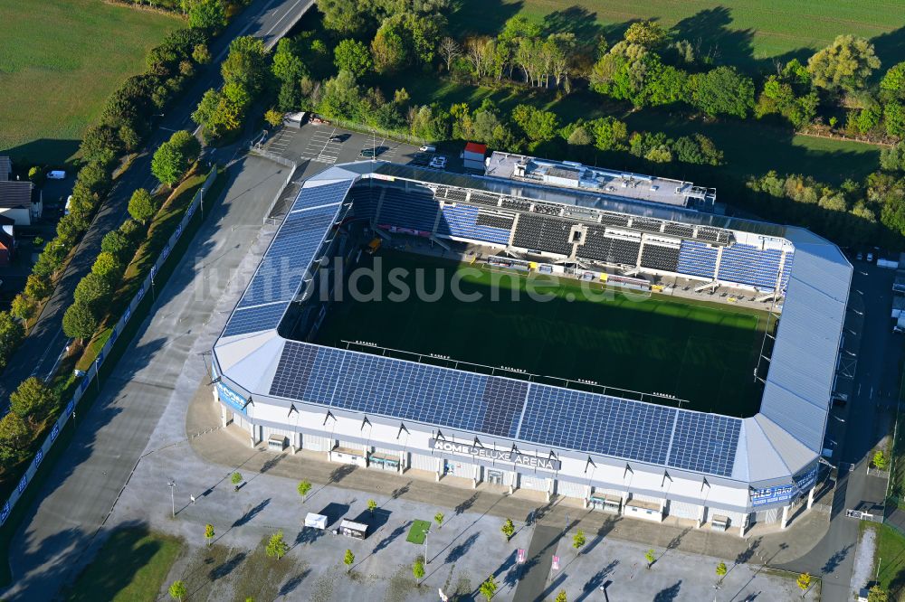 Paderborn von oben - Fußball- Stadion Benteler-Arena in Paderborn im Bundesland Nordrhein-Westfalen, Deutschland