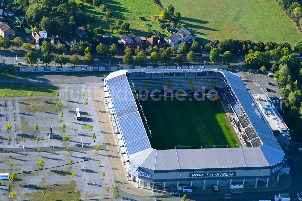 Paderborn aus der Vogelperspektive: Fußball- Stadion Benteler-Arena in Paderborn im Bundesland Nordrhein-Westfalen, Deutschland