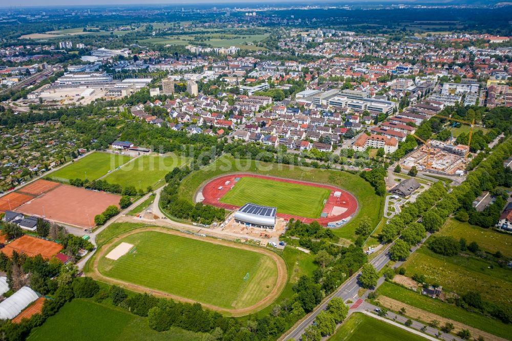 Ettlingen von oben - Fussballstadion Albgau-Stadion in Ettlingen im Bundesland Baden-Württemberg, Deutschland