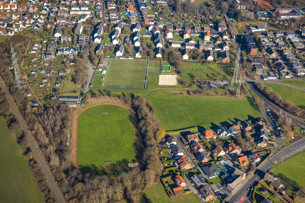 Luftbild Bork - Fussballstadion PSV Bork Stadion in Bork im Bundesland Nordrhein-Westfalen, Deutschland