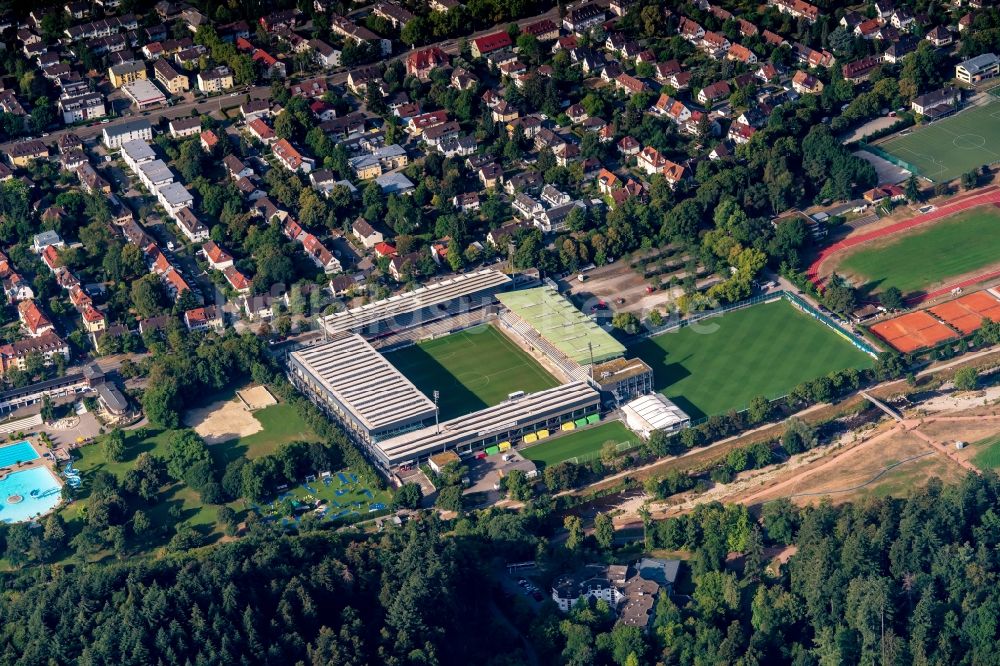 Luftaufnahme Freiburg im Breisgau - Fussballstadion des Vereins des SC freiburg in Freiburg im Breisgau im Bundesland Baden-Württemberg, Deutschland