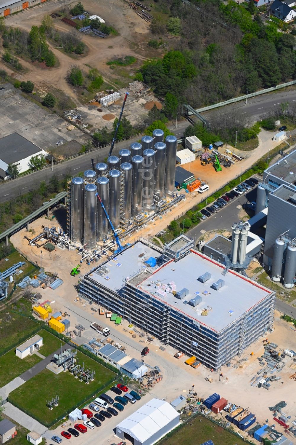 Luftbild Cottbus - Gas- Umrüstung der Kraftwerksanlagen des Heizkraftwerkes im Ortsteil Dissenchen in Cottbus im Bundesland Brandenburg, Deutschland