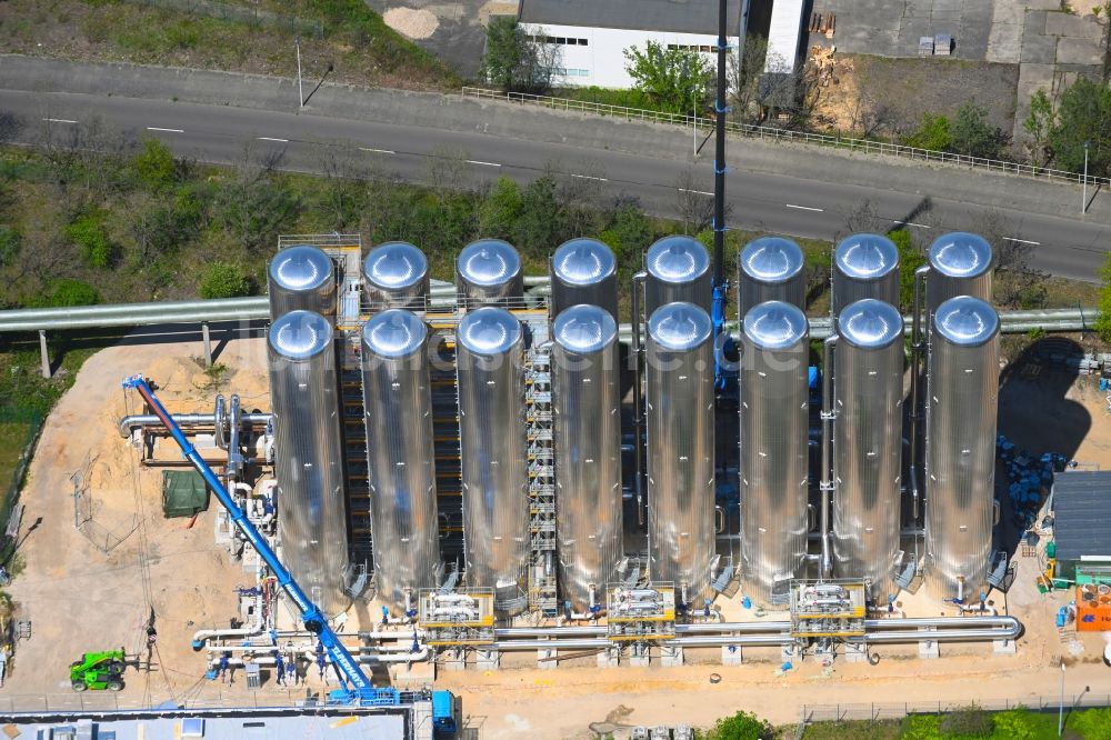 Luftaufnahme Cottbus - Gas- Umrüstung der Kraftwerksanlagen des Heizkraftwerkes im Ortsteil Dissenchen in Cottbus im Bundesland Brandenburg, Deutschland