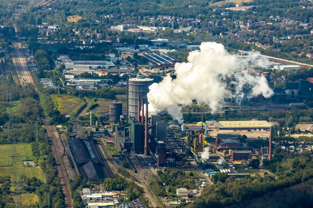 Luftbild Bottrop - Gasometer- Hoch- Speicherbehälter auf dem Werksgelände der ArcelorMittal Bottrop GmbH in Bottrop im Bundesland Nordrhein-Westfalen
