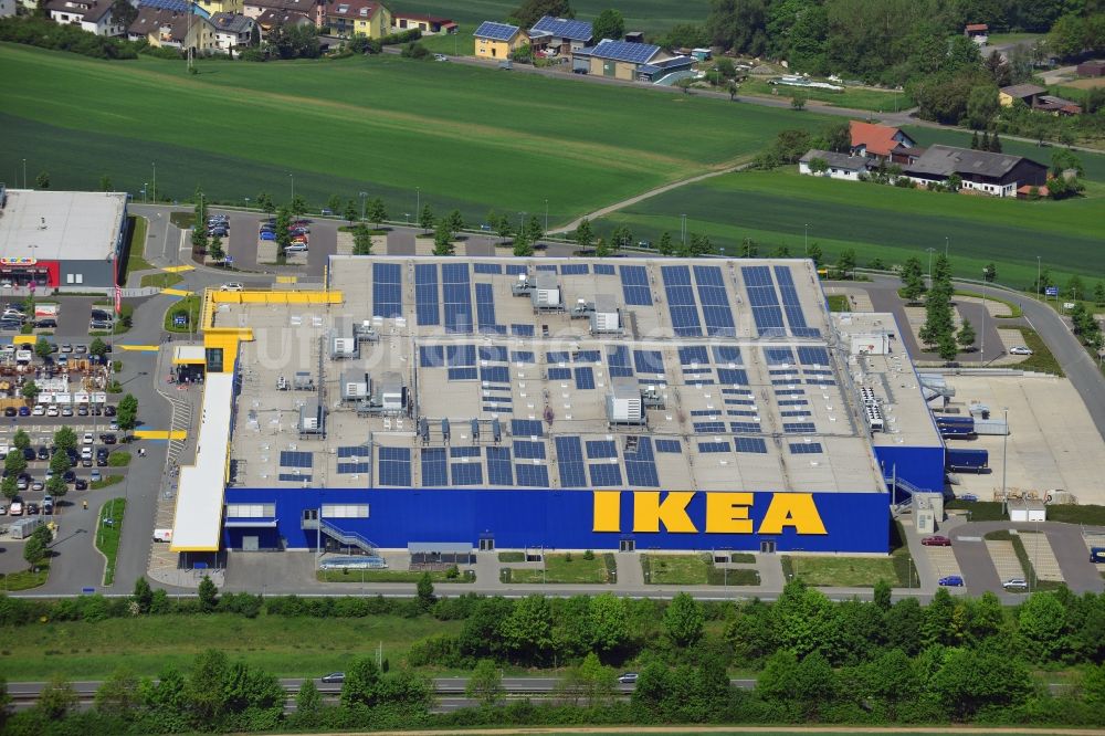 Würzburg von oben - Gebäude des Einkaufszentrum IKEA Einrichtungshaus