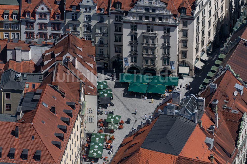Luftaufnahme München - Gebäude des Restaurant Orlando Haus in München im Bundesland Bayern, Deutschland