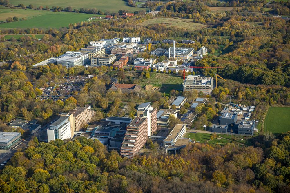 Bochum von oben - Gebäudekomplex der Hochschule Hochschule Bochum in Bochum im Bundesland Nordrhein-Westfalen, Deutschland