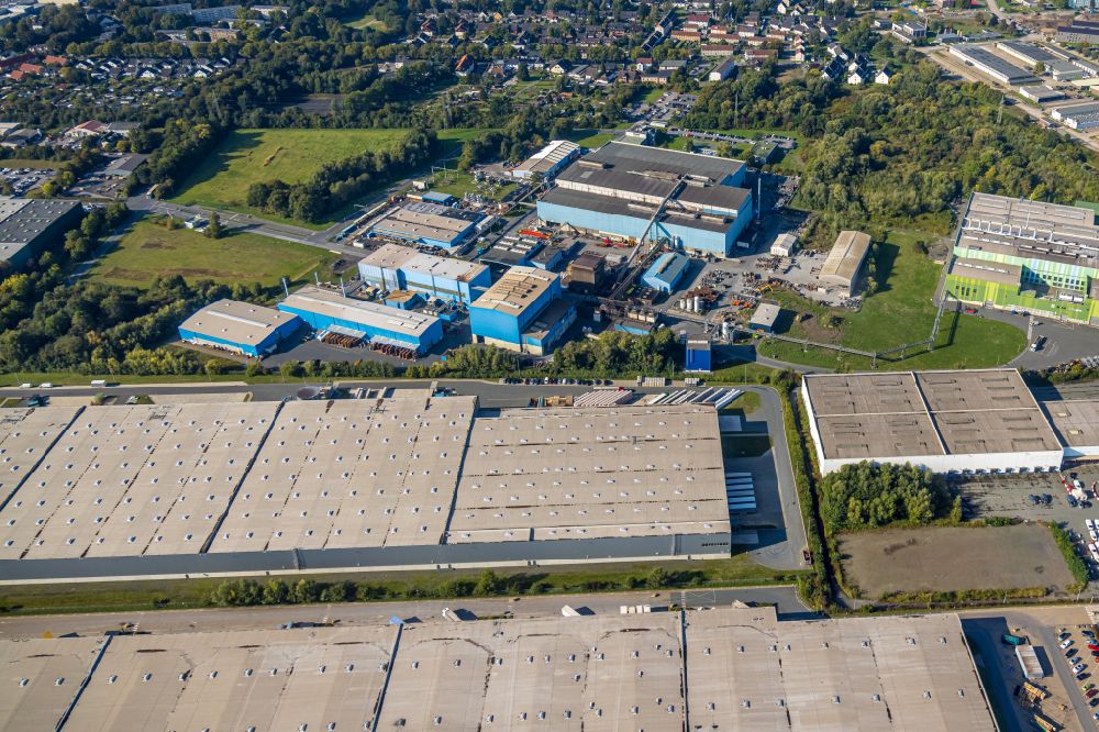 Luftbild Unna - Gebäudekomplex und Logistikzentrum auf dem Gelände der DHL Solutions GmbH in Unna im Bundesland Nordrhein-Westfalen, Deutschland