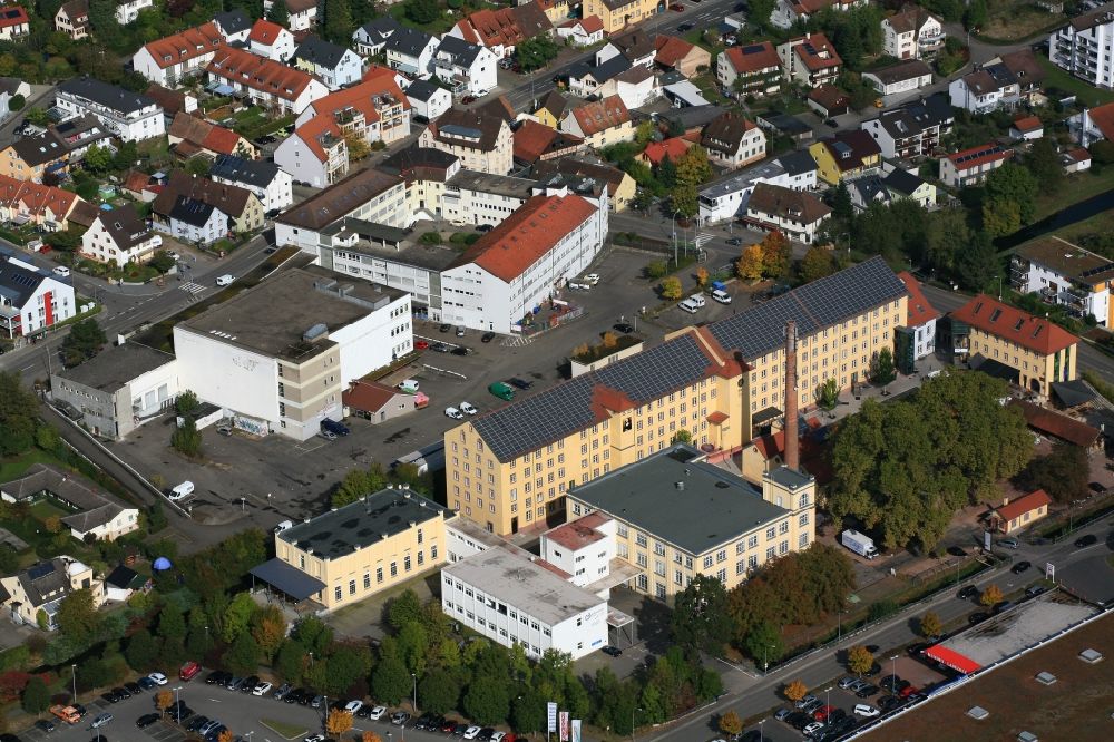 Lörrach von oben - Gebäude der alten Spinnerei und Schöpflin Areal in Lörrach im Bundesland Baden-Württemberg