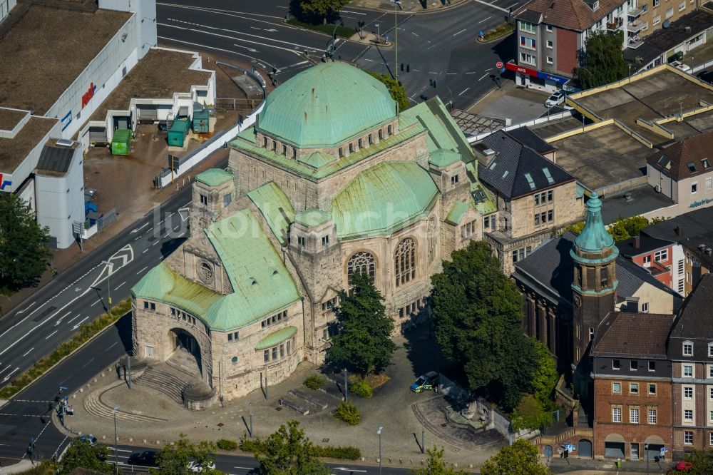 Essen von oben - Gebäude der Alten Synagoge der Jüdischen Gemeinde in Essen im Bundesland Nordrhein-Westfalen
