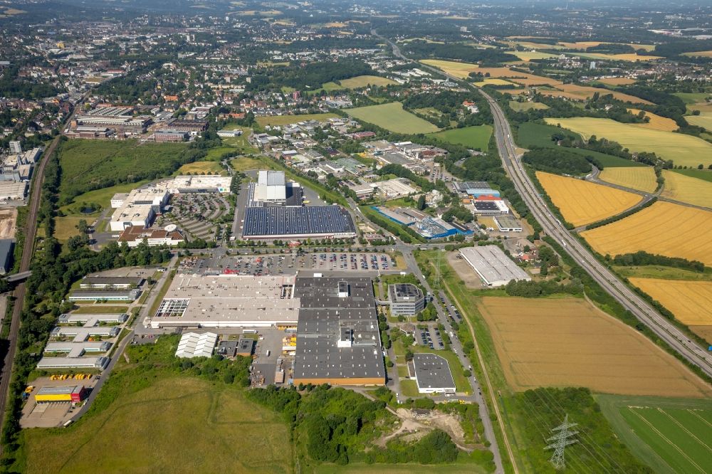 Luftaufnahme Witten - Gebäude des Baumarktes BAUHAUS Witten in Witten im Bundesland Nordrhein-Westfalen, Deutschland