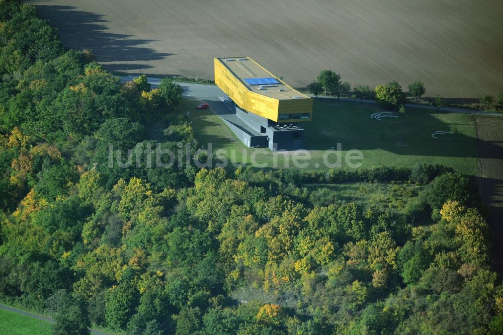 Nebra (Unstrut) aus der Vogelperspektive: Gebäude des Besucherzentrums Arche - Himmelsscheibe von Nebra in Nebra (Unstrut) im Bundesland Sachsen-Anhalt