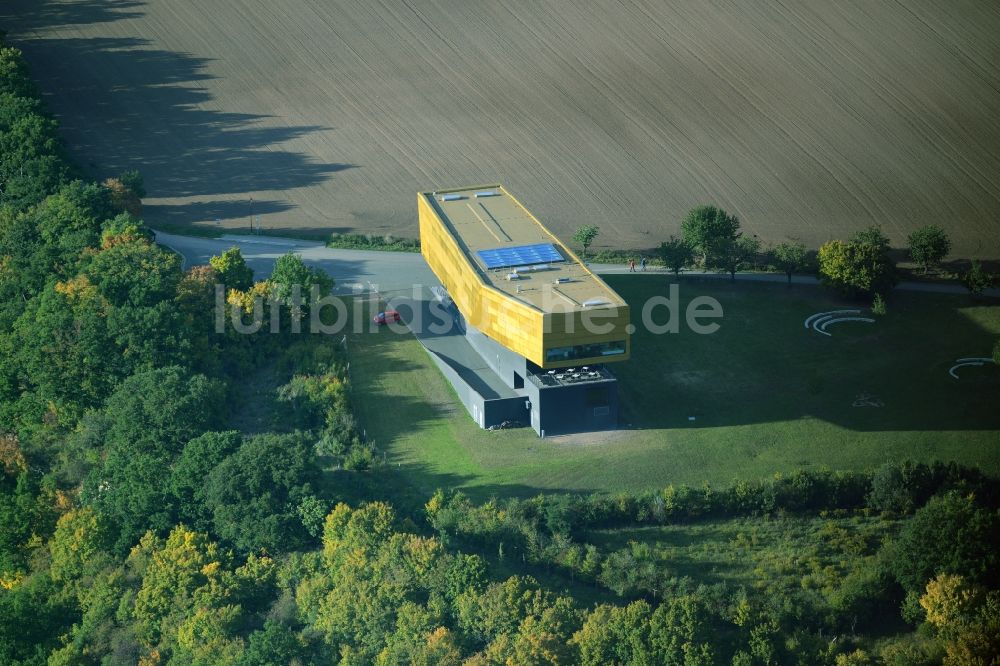 Luftaufnahme Nebra (Unstrut) - Gebäude des Besucherzentrums Arche - Himmelsscheibe von Nebra in Nebra (Unstrut) im Bundesland Sachsen-Anhalt