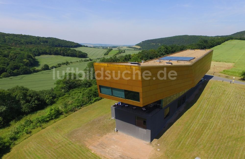 Nebra (Unstrut) aus der Vogelperspektive: Gebäude des Besucherzentrums Arche - Himmelsscheibe von Nebra in Nebra (Unstrut) im Bundesland Sachsen-Anhalt