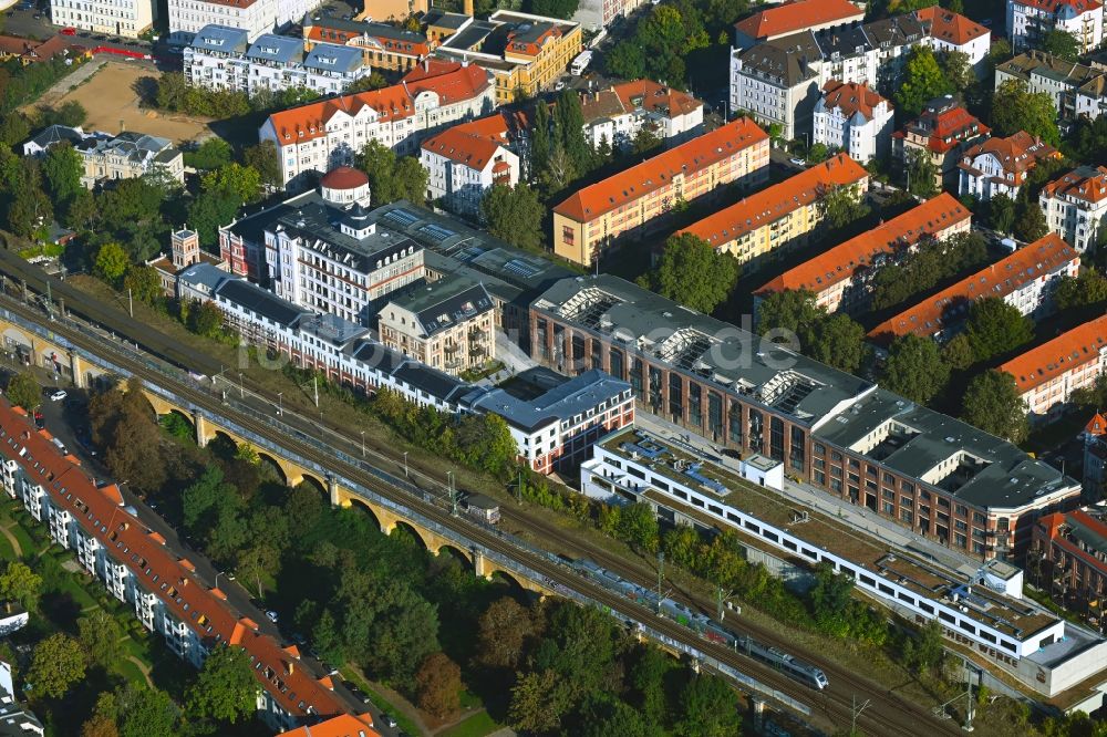 Leipzig von oben - Gebäude der Bleichert Werke im Ortsteil Gohlis in Leipzig im Bundesland Sachsen, Deutschland