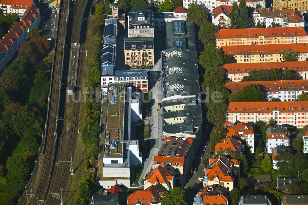 Leipzig von oben - Gebäude der Bleichert Werke im Ortsteil Gohlis in Leipzig im Bundesland Sachsen, Deutschland