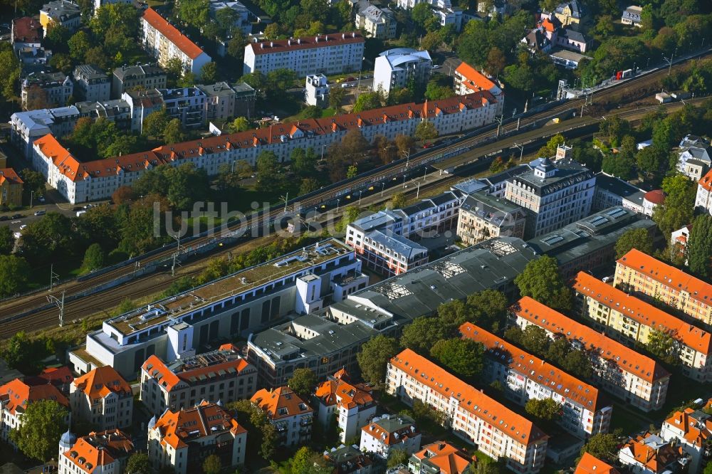 Luftbild Leipzig - Gebäude der Bleichert Werke im Ortsteil Gohlis in Leipzig im Bundesland Sachsen, Deutschland
