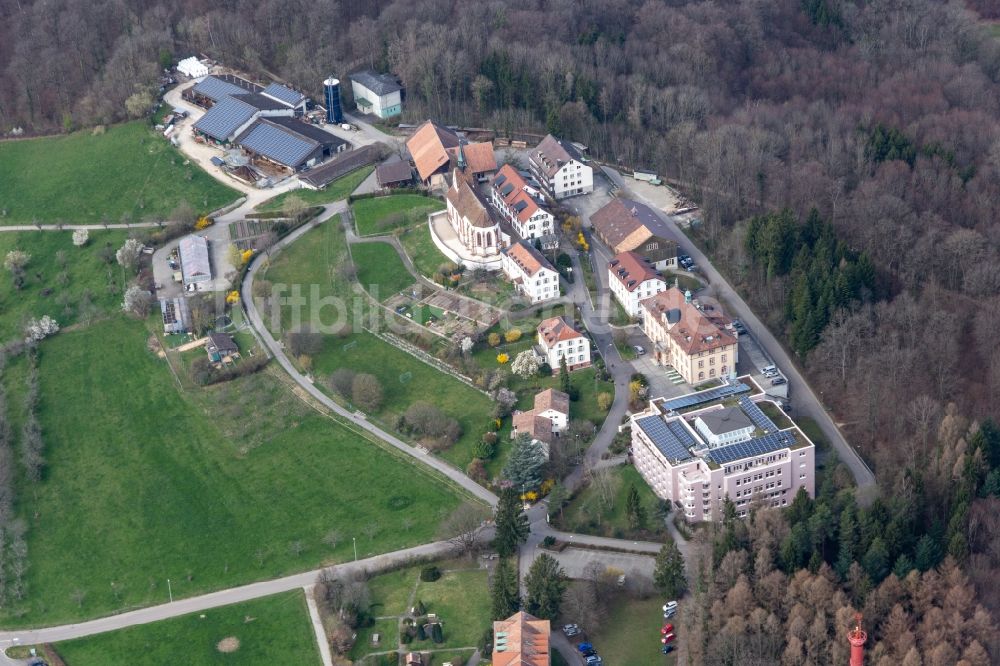Luftaufnahme Bettingen - Gebäude des Chrischona-Campus und Diakonissen Mutterhaus in Bettingen im Kanton Basel, Schweiz