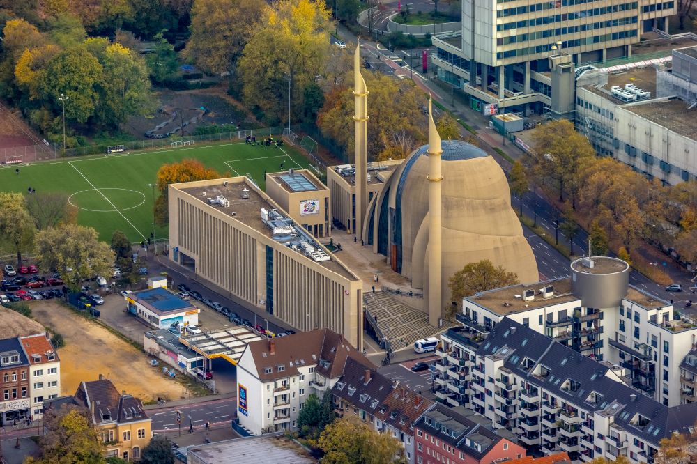 Luftbild Köln - Gebäude der DITIB-Zentralmoschee in Köln an der Fuchsstraße im Bundesland Nordrhein-Westfalen, Deutschland
