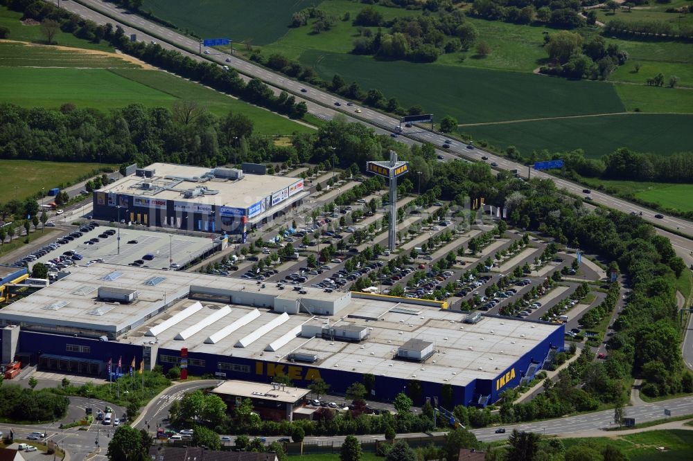 Luftaufnahme Hofheim am Taunus - Gebäude des Einkaufszentrum IKEA Einrichtungshaus Wallau in Hofheim am Taunus im Bundesland Hessen