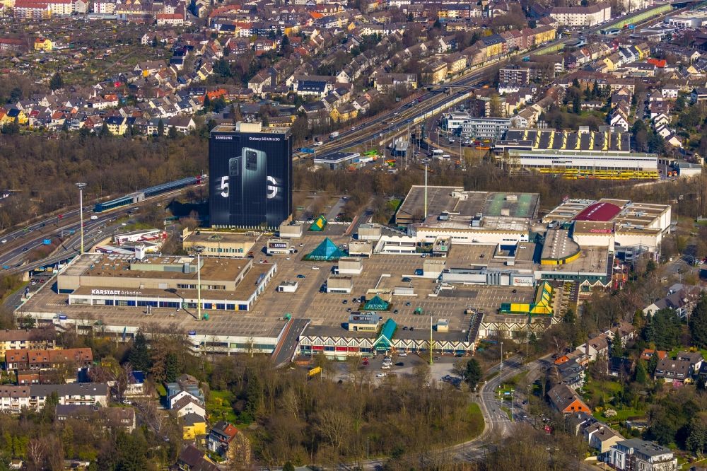 Luftbild Mülheim an der Ruhr - Gebäude des Einkaufszentrum RRZ Rhein-Ruhr Zentrum am Humboldtring in Mülheim an der Ruhr im Bundesland Nordrhein-Westfalen