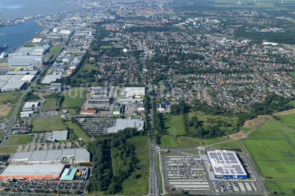 Luftbild Bremerhaven - Gebäude des Einrichtungshaus - Möbelmarkt der IKEA in Bremerhaven im Bundesland Bremen