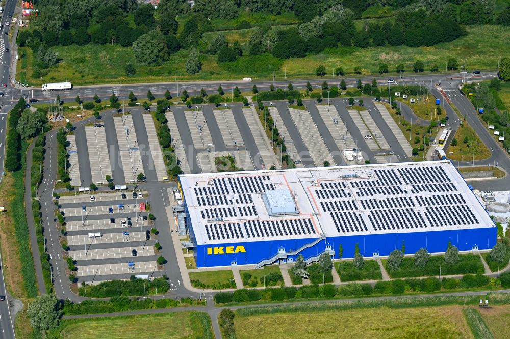 Bremerhaven von oben - Gebäude des Einrichtungshaus - Möbelmarkt IKEA in Bremerhaven im Bundesland Bremen, Deutschland