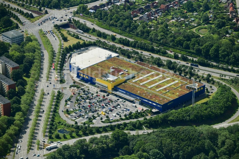 Kiel aus der Vogelperspektive: Gebäude des Einrichtungshaus - Möbelmarkt IKEA in Kiel im Bundesland Schleswig-Holstein, Deutschland