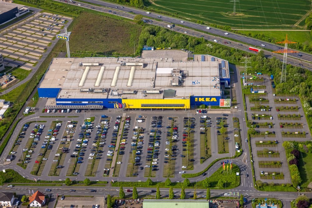 Luftbild Kamen - Gebäude des Einrichtungshaus - Möbelmarkt IKEA Möbel & Einrichtungshaus Kamen in Kamen im Bundesland Nordrhein-Westfalen, Deutschland