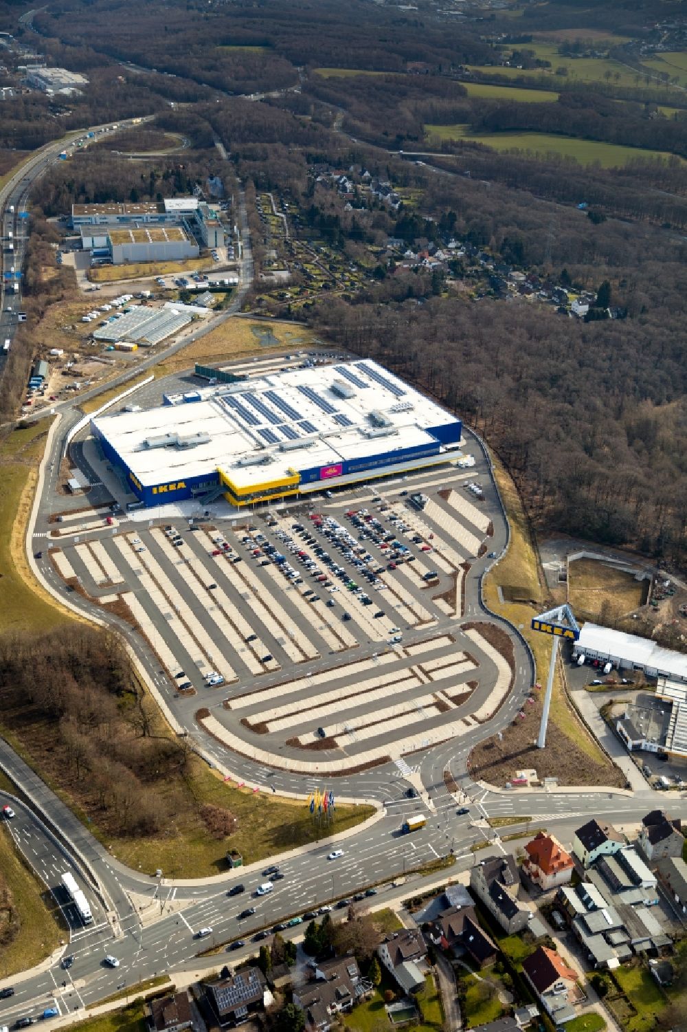 Luftbild Wuppertal - Gebäude des Einrichtungshaus - Möbelmarkt der IKEA Möbel & Einrichtungshaus Wuppertal im Bundesland Nordrhein-Westfalen, Deutschland