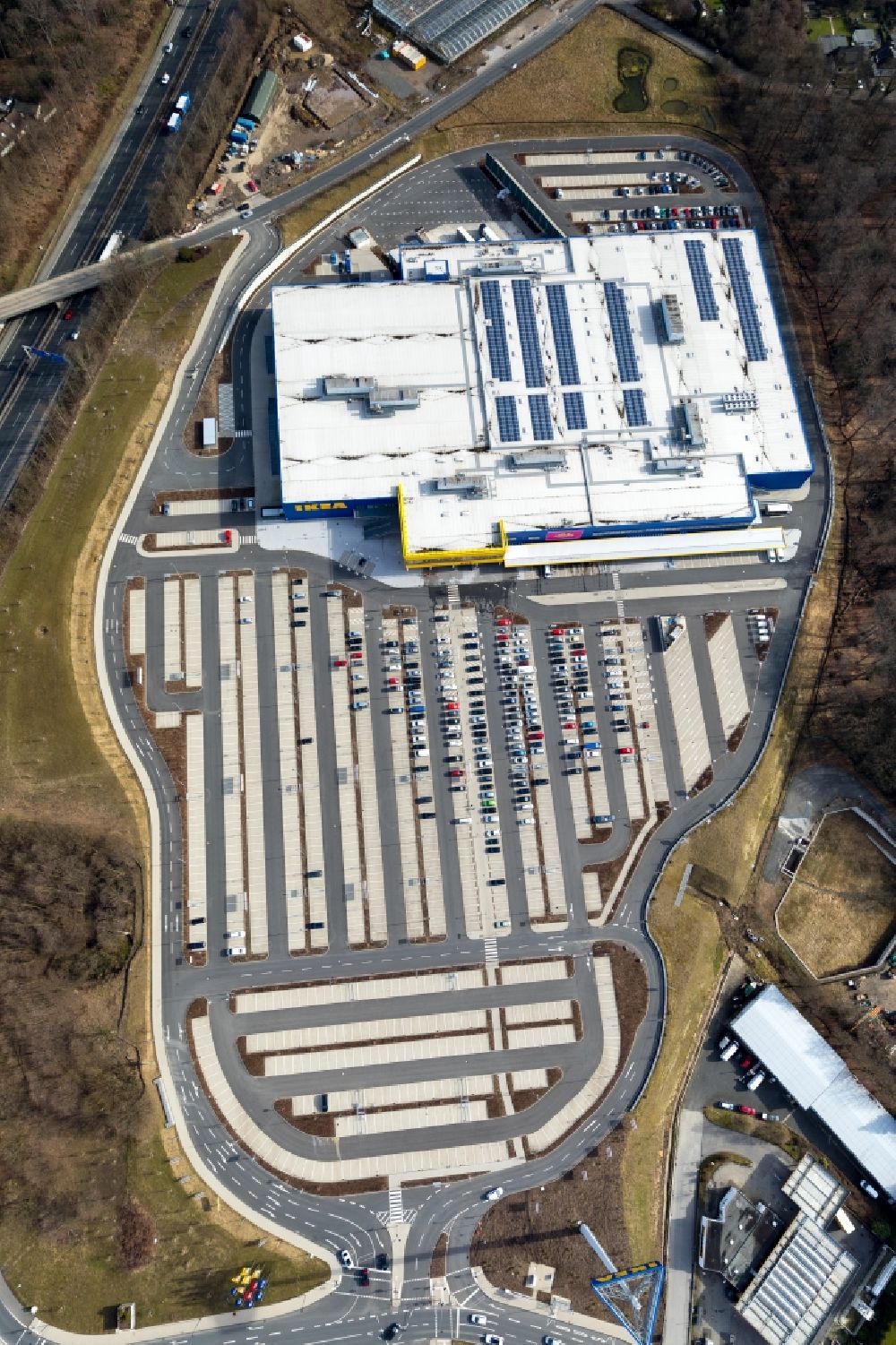 Luftbild Wuppertal - Gebäude des Einrichtungshaus - Möbelmarkt der IKEA Möbel & Einrichtungshaus Wuppertal im Bundesland Nordrhein-Westfalen, Deutschland